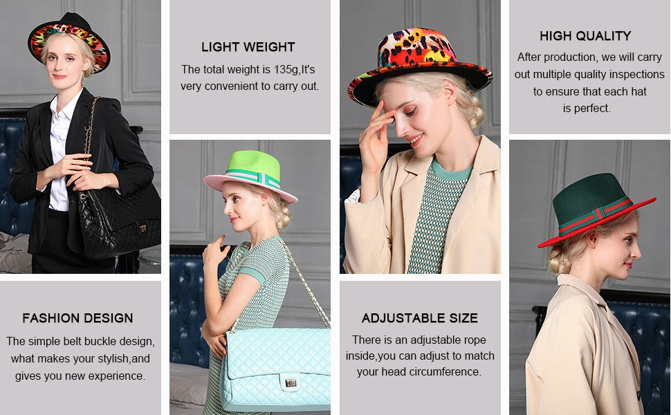 Two Tone Fedoras Jazz Hats Cowboy Hats for Women and Men Leopard Bottom Wool Felt Party Church Dresses Hat Wholesale ?????