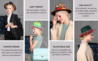 Two Tone Fedoras Jazz Hats Cowboy Hats for Women and Men Leopard Bottom Wool Felt Party Church Dresses Hat Wholesale ?????