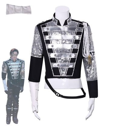 Michael Jackson Inspired Costume Military Sequin Jacket MJ Thriller Stage Performance Outfit Unisex Halloween Party
