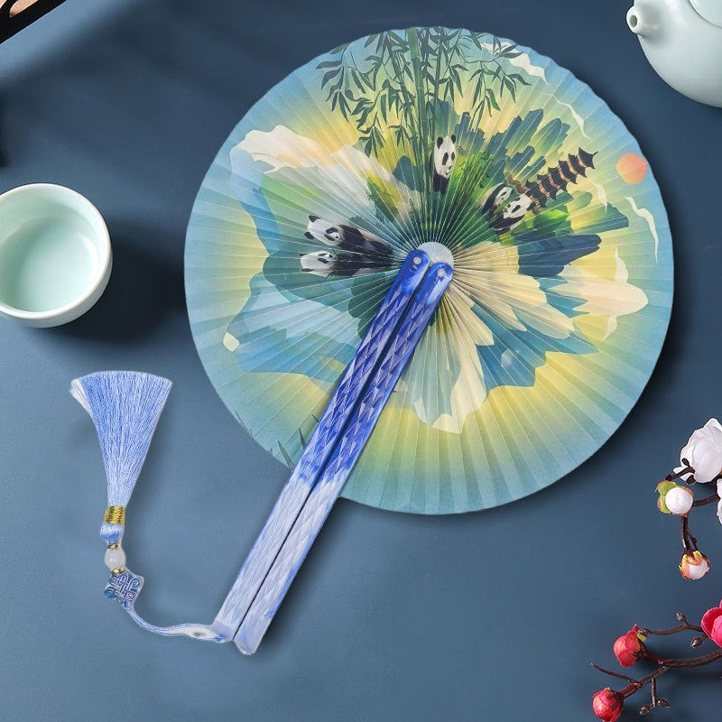 Chinese Japanese Style Silk Fan Folding Fan Wedding Fan Art Gifts Dance Hand Fan Vintage Bamboo Folding Hand Held Flower Fan