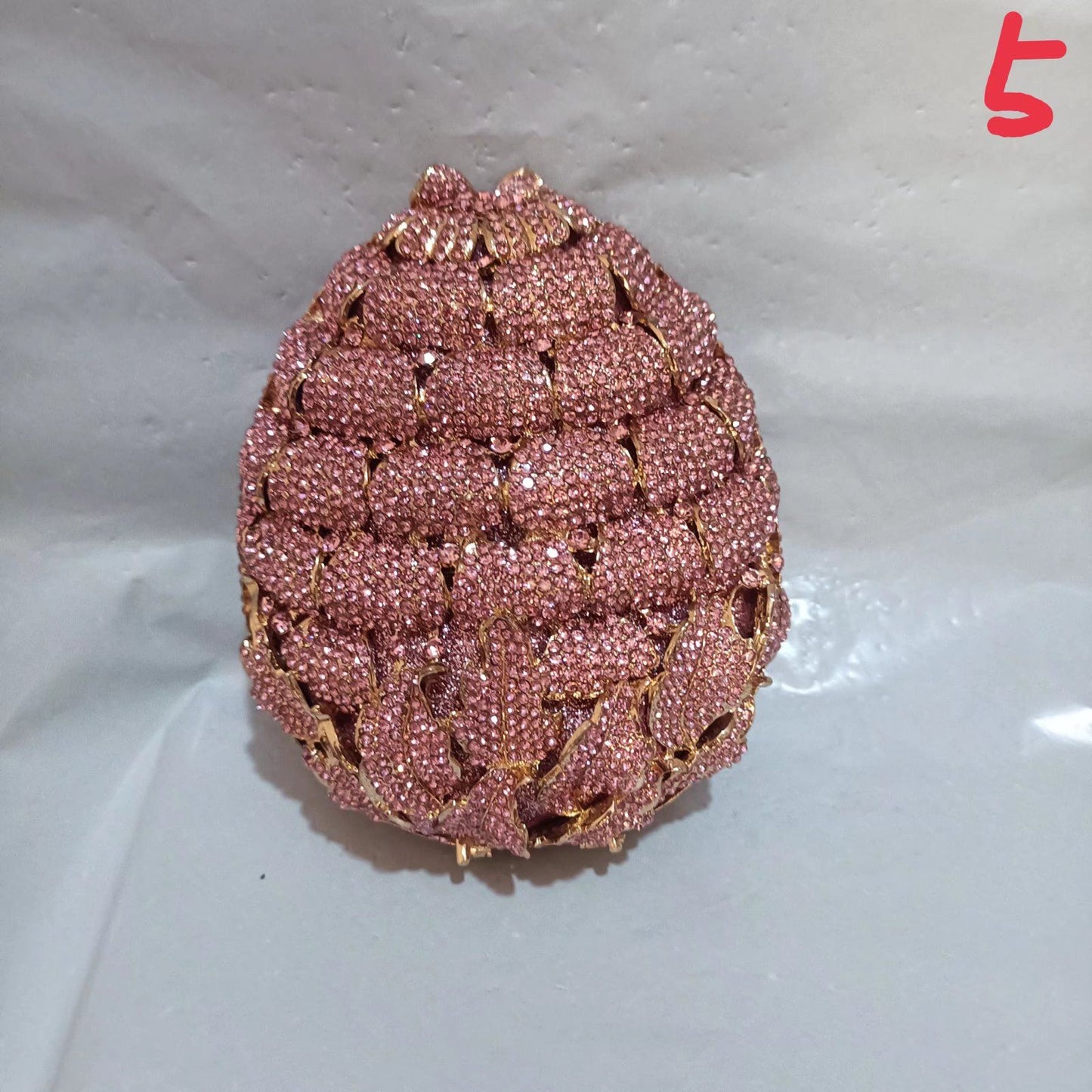 Luxury Women Pink Flower Clutch Bags Stone Evening Bags Bridal Rhinestone Handbags Wedding Clutches Bags Dinner Minaudiere Purse