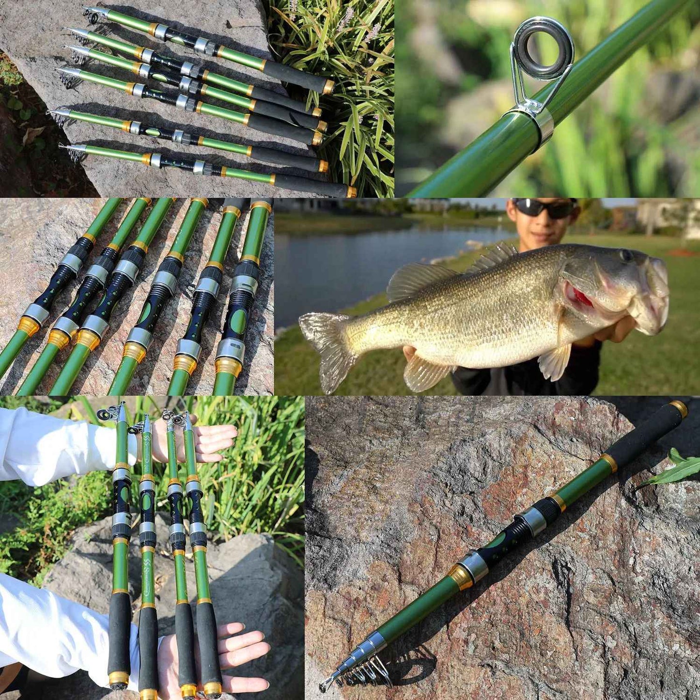 Sougayilang 1.8-3.3M Telescopic Fishing Rods 6-8 Sections Ultralight Glass Fiber Carp Fishing Rods Spinning Pole Fishing Tackle