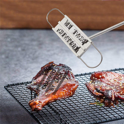 LMETJMA BBQ Meat Branding Iron with Changeable Letters Personalized Barbecue Grilling Meat Steak Names Marking Stamp Tool KC0299