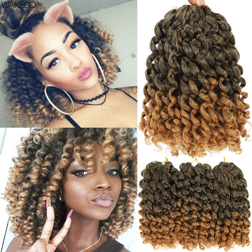 1-4 Pacotes 2X Ringlet Wand Curl Jamaican Bounce 8 polegadas Sintético Wand Curl Twist Braids Hair Crochet Cabelo Cacheado Extensões 20 Raízes