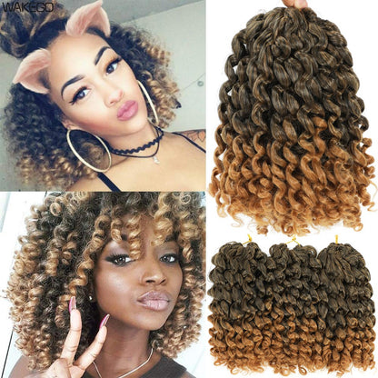 1-4 Pacotes 2X Ringlet Wand Curl Jamaican Bounce 8 polegadas Sintético Wand Curl Twist Braids Hair Crochet Cabelo Cacheado Extensões 20 Raízes