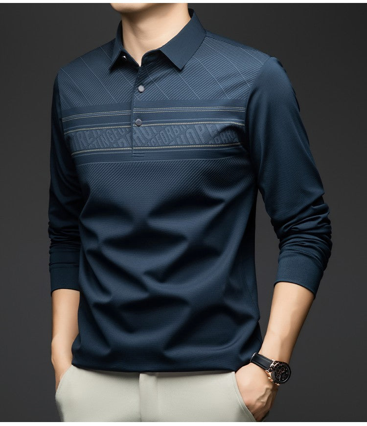 BROWON Polo Tee Shirt for Man 2025 Autumn New Luxury Men Long Sleeve T shirt Business Casual Slim Tops for Man Designer Clothes