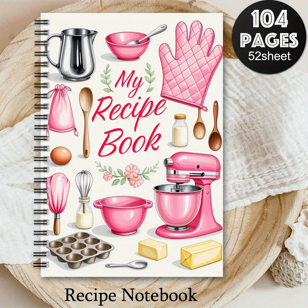 1 Recipe Notebook A kitchen planner with cute cooking patterns and pastel-colored food journal for home cooks and meal planners