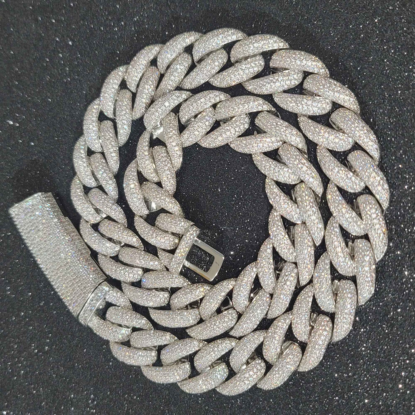 Corrente Cubana da Moda Miami Gelo 20MM Colar de Lua Totalmente Cravejado com Diamantes Fivela Longa Pulseira Joias Hip Hop Colares Para Homens