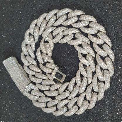 Corrente Cubana da Moda Miami Gelo 20MM Colar de Lua Totalmente Cravejado com Diamantes Fivela Longa Pulseira Joias Hip Hop Colares Para Homens