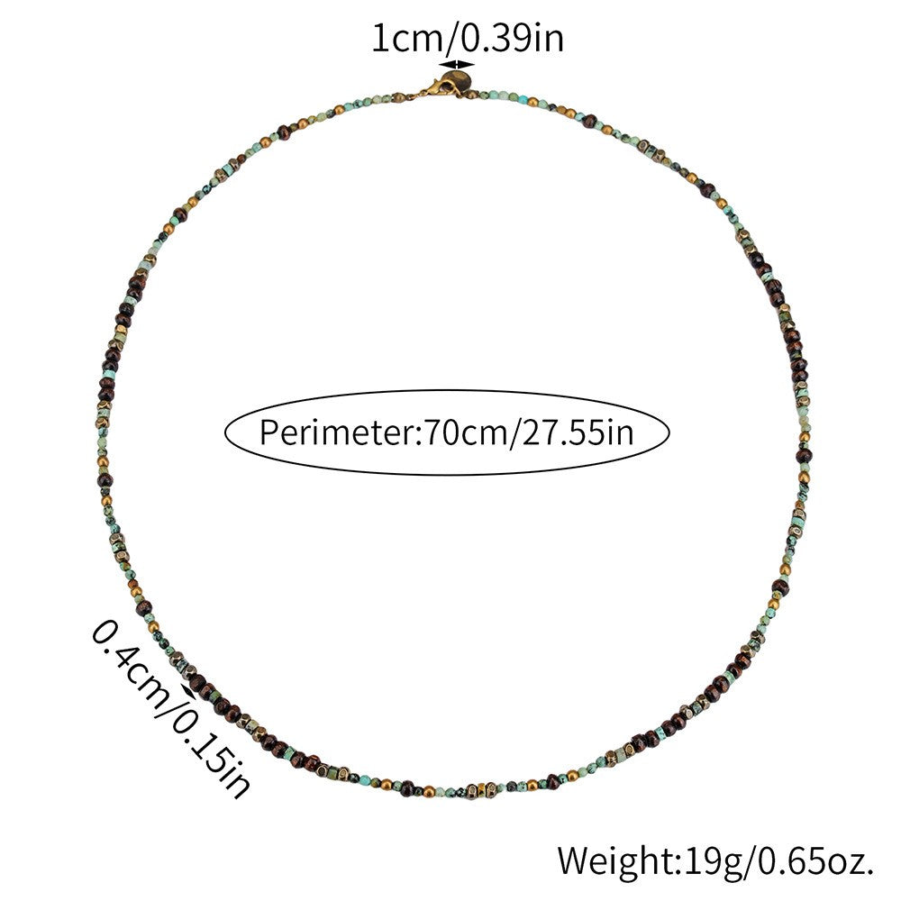 Colar Masculino 1PC Estilo Étnico Retrô Africano de Pedra para Homens Hippie Boêmia Colar Longo de Contas Masculino Joia Tribal Colar Masculino