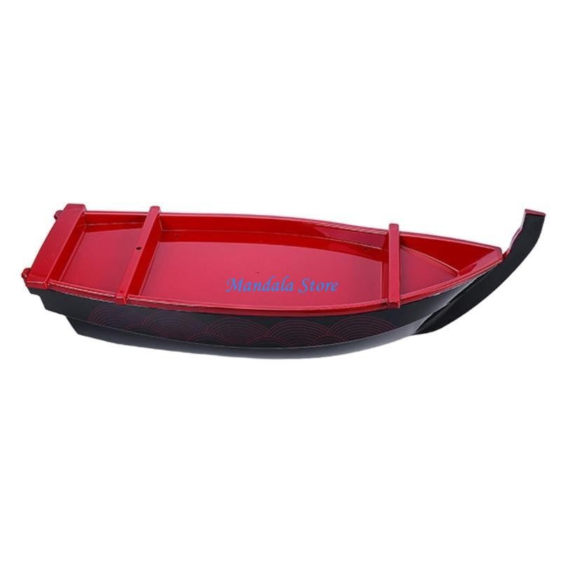 U2JC Ship Sushi Plate Sashimi Serving Tray Creative Display Plate Plastic Texture for Home and Restaurant Use