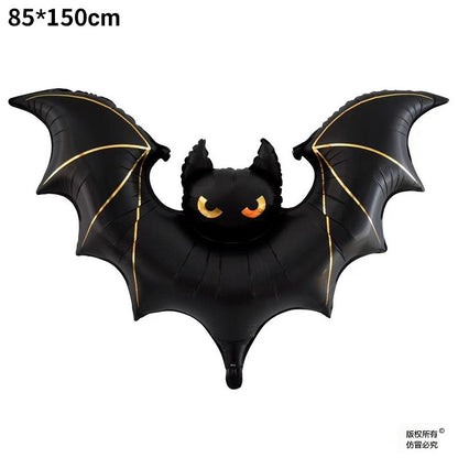 1pc Matte 59-Inch Extra Large Bat Halloween Balloon - Realistic Black & Gray Aluminum Foil Balloon , Halloween Decorations