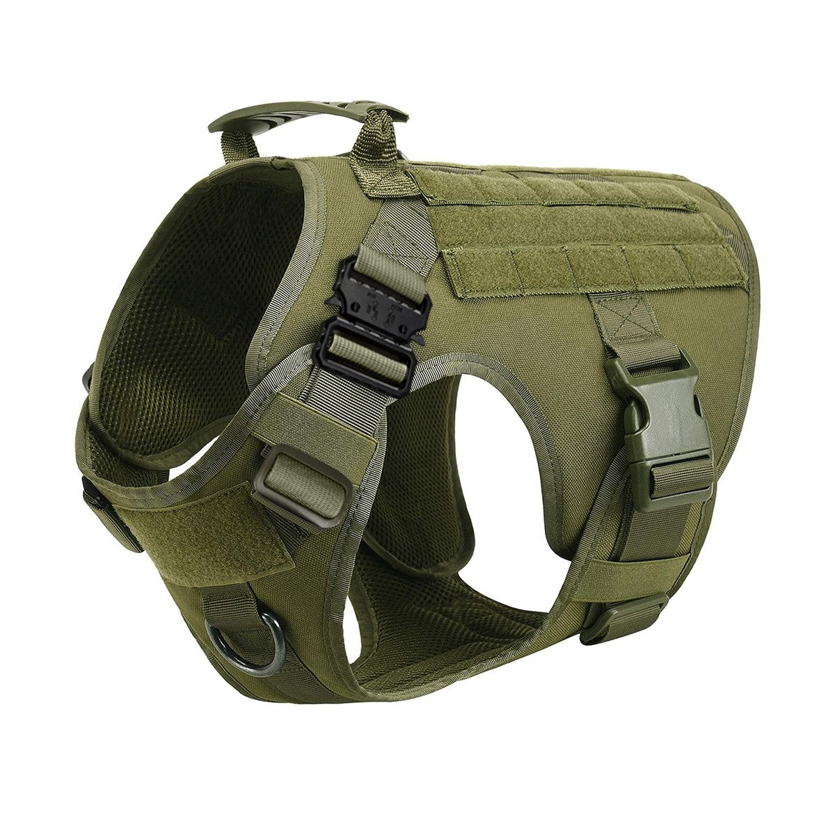 Coleira Peitoral Tática para Cães com Alça e Bolsas Molle para Cães de Porte Médio e Grande, Colete Militar de Treinamento para Pets, Coleira Ajustável para Cães de Serviço
