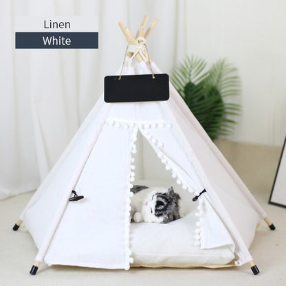 Tenda Tipi para Gatos e Cães, Portátil, Removível, Lavável, Casinha Interna para Filhotes com Almofada e Lousa, Cama para Gato