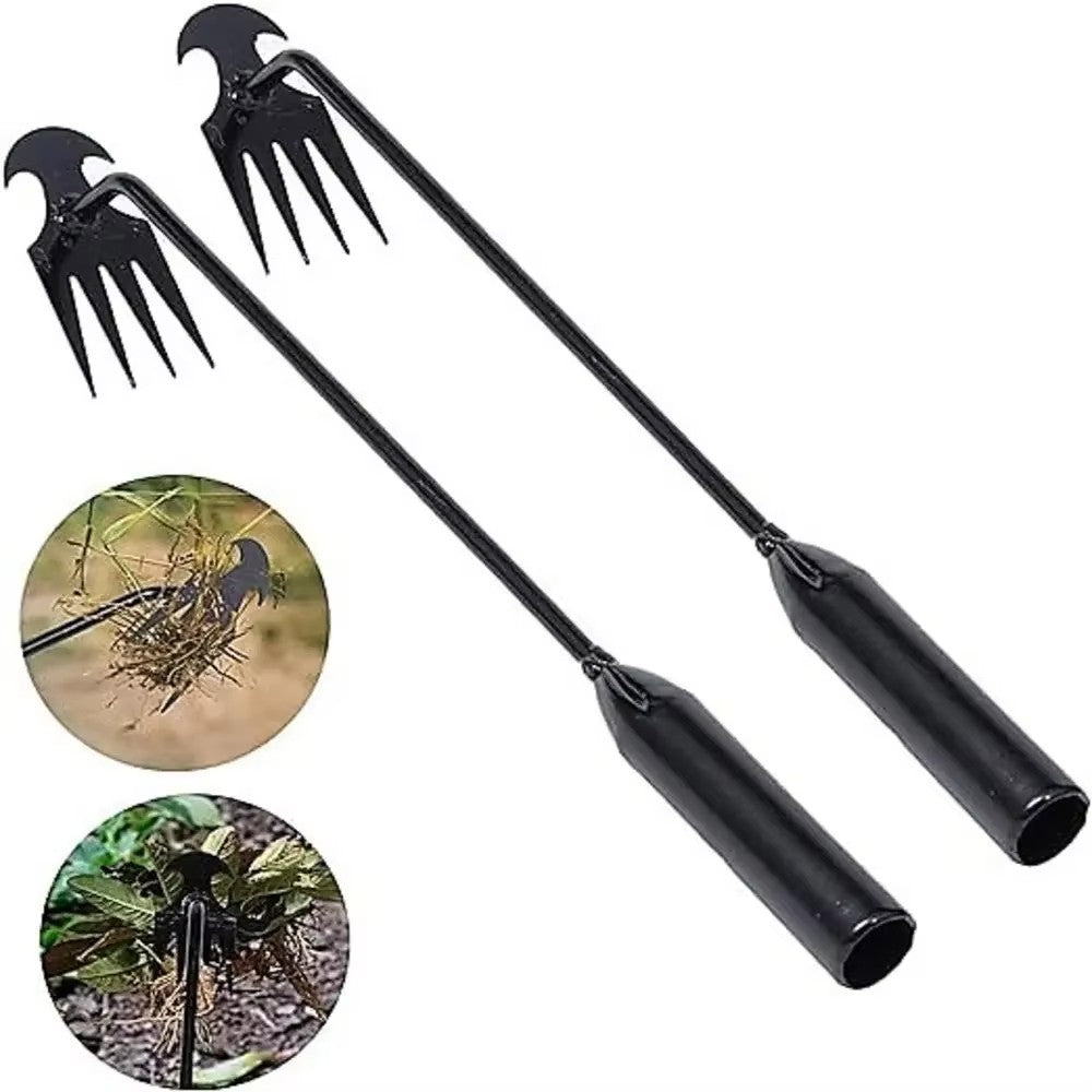 Portable Garden Weeders Manganese Steel 4-Teeth Gardening Shovel Agricultural Vegetable Planting Weeding Grass Pulling