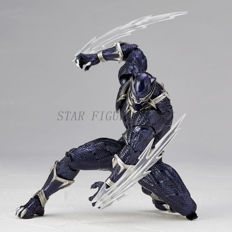 Amazing Yamaguchi Black Panther Action Figure Collection Model 15cm Kaiyodo Revoltech #030 Marvel T Challa Movable Figurine Toys