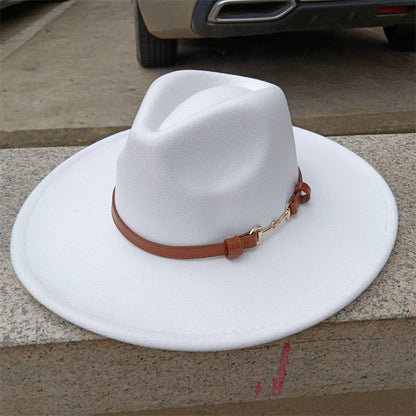 Chapéu Fedora de feltro liso com coroa em formato de gota para homens e mulheres novo cinto de couro Chapéu Panamá ????? ???????