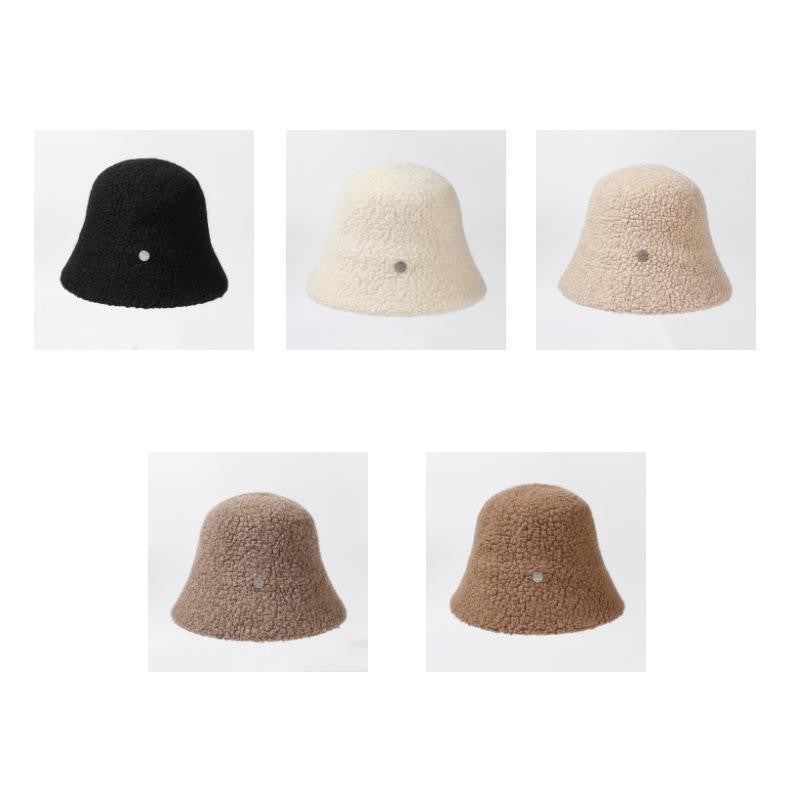 Chapéu Bucket Feminino Outono Inverno Lã Aba Larga Quebra-Sol Bob Cap Manter Quente Casual Vintage Acessórios de Chapéu Feminino