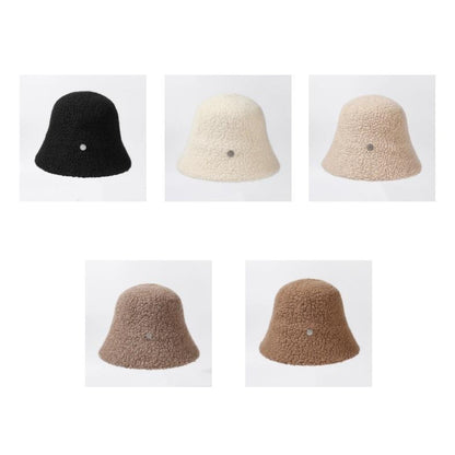 Chapéu Bucket Feminino Outono Inverno Lã Aba Larga Quebra-Sol Bob Cap Manter Quente Casual Vintage Acessórios de Chapéu Feminino
