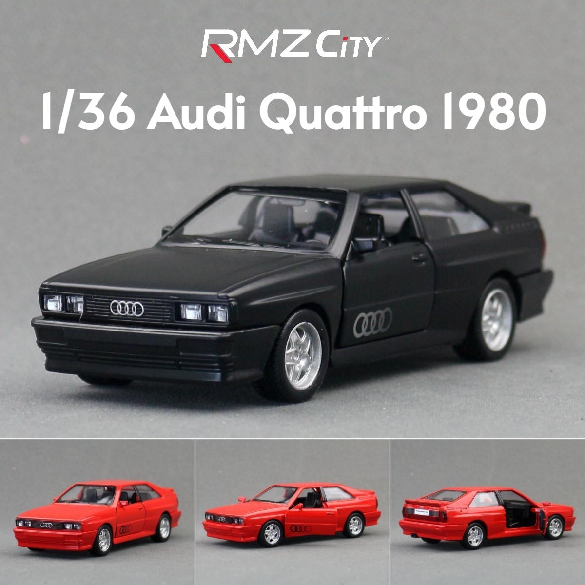 RMZ CiTY 1:36 Audi Quattro Carro Esportivo Clássico de Brinquedo Modelo de Metal Fundido Veículo de Corrida em Miniatura Coleção de Puxar para Trás Presente Para Crianças