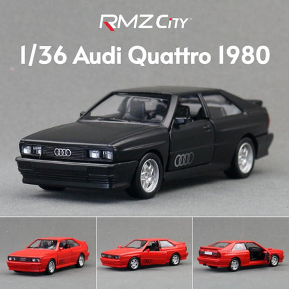 RMZ CiTY 1:36 Audi Quattro Carro Esportivo Clássico de Brinquedo Modelo de Metal Fundido Veículo de Corrida em Miniatura Coleção de Puxar para Trás Presente Para Crianças