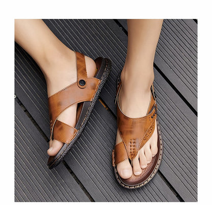 Sandals for men summer breathable and anti slip herringbone sandals dual-use for both external and soft soled men's beach shoes