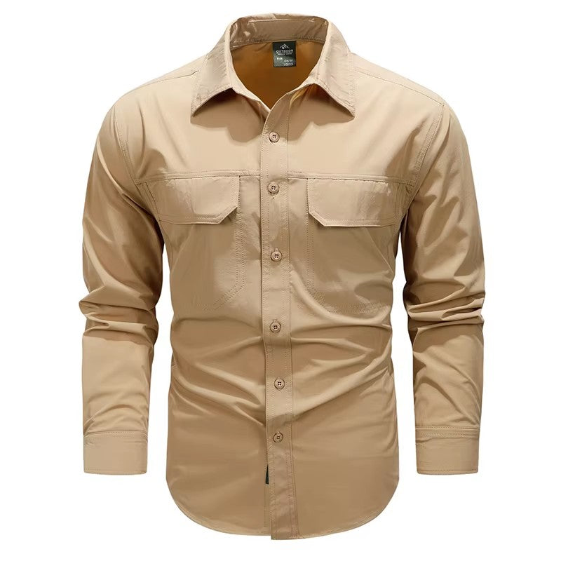 Spring Men Long Sleeve Shirts Mens Tactical Work Outdoor Cargo Shirts Men Summer Casual Breathable Quick Dry Safari Hiking Shirt
