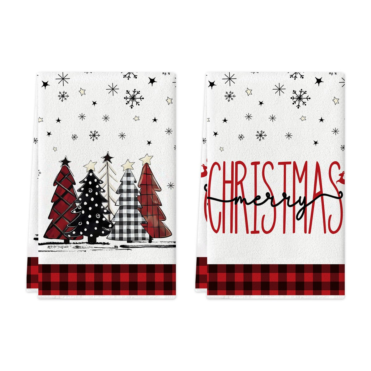 2/4pcs Merry Christmas towels Snowman Snowflake Christmas tree pattern Kitchen cleaning towels Dishwashing towels Hand towels