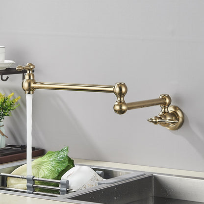 Brushed Gold Rotated Kitchen Sink Faucet Cold Water Tap Brass Basin Sink Swivel Faucets Wall Mounted Faucet