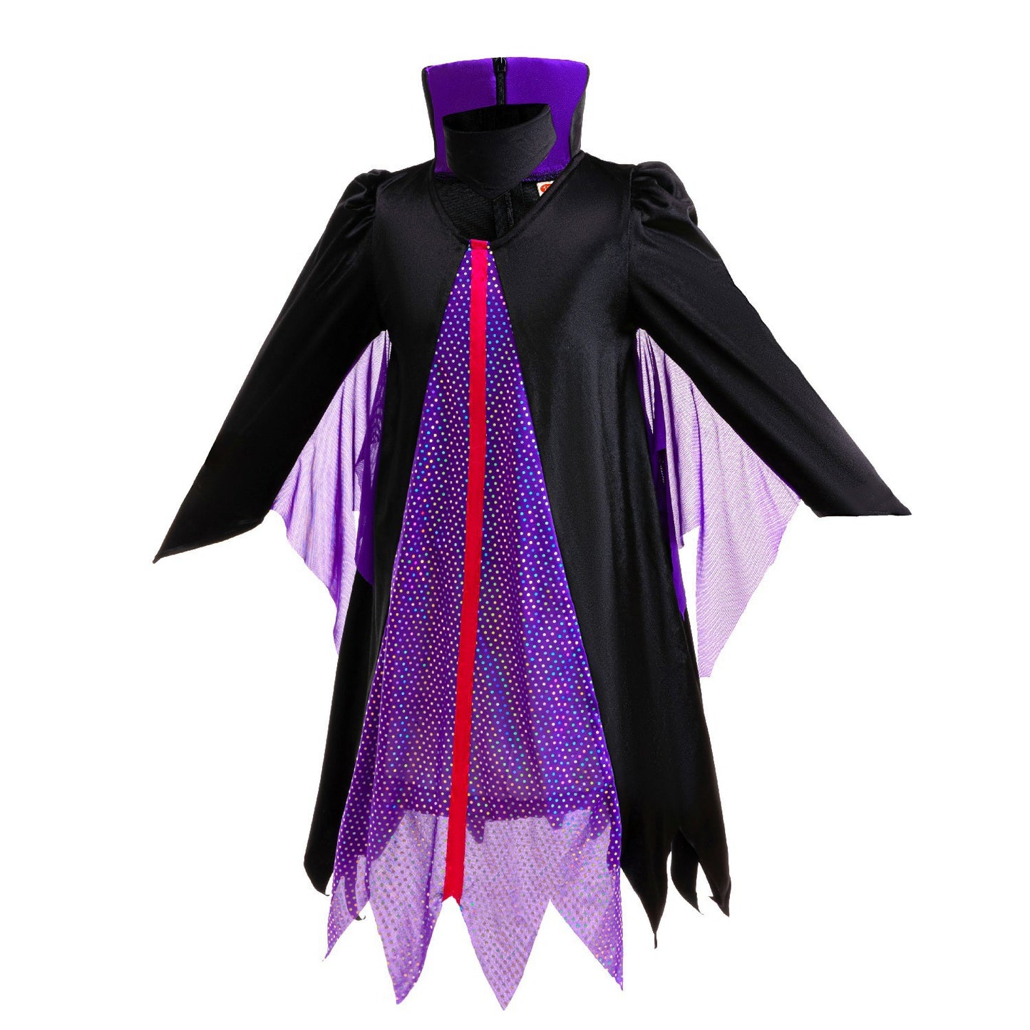 Halloween Costume Cartoon Maleficent Cosplay Dress Fancy Witch Disguise Robe Carnival Devil Queen Dot Tulle Frock