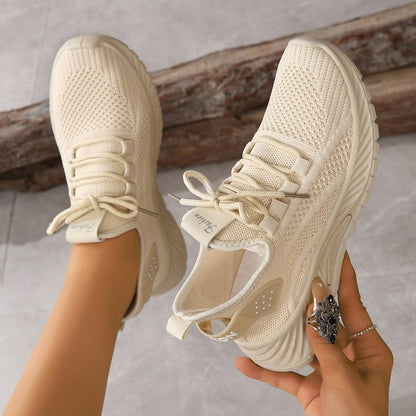 Designer Women Casual Sneakers Sports Shoes Fashion Brand Lace Up Loafers Female Knitted Mesh Breathable Shoes for Women