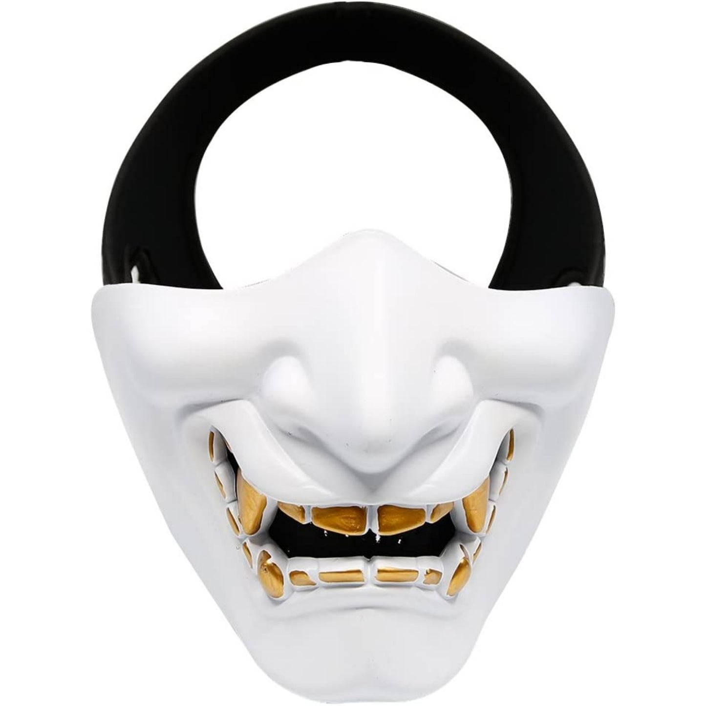 Bullsgetin Airsoft Half Face Mask - Evil Demon Monster Kabuki Samurai Hannya Oni Masquerade Ball, Party, Halloween, Cs War Game
