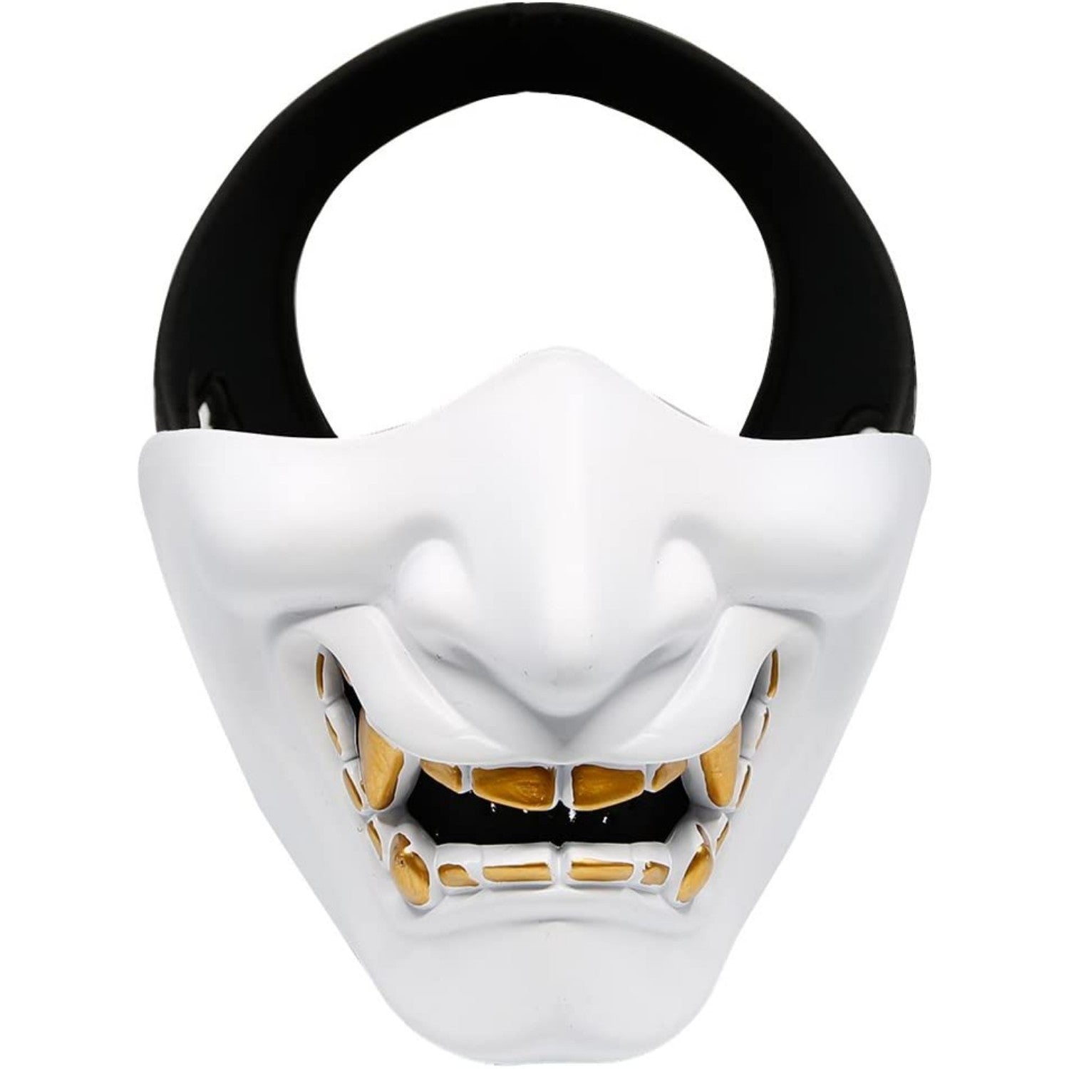Bullsgetin Airsoft Half Face Mask - Evil Demon Monster Kabuki Samurai Hannya Oni Masquerade Ball, Party, Halloween, Cs War Game