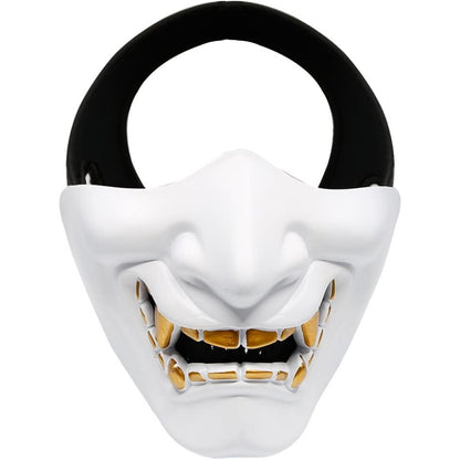 Bullsgetin Airsoft Half Face Mask - Evil Demon Monster Kabuki Samurai Hannya Oni Masquerade Ball, Party, Halloween, Cs War Game