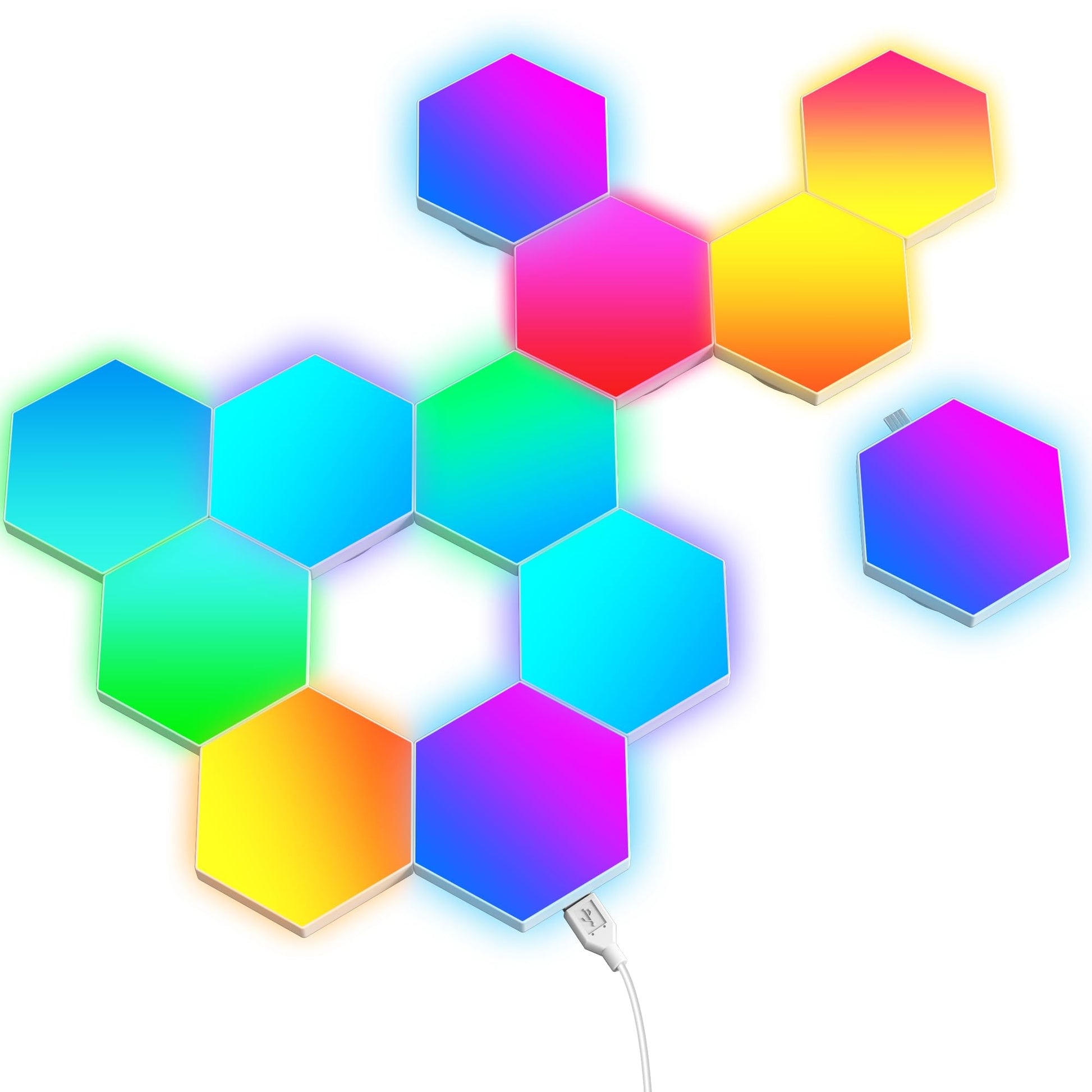 Hexagon Wall Lights, Smart LED Light Panels with App & Remote, DIY Room Decor for Autism, Game Room Decor, Party, Gifts, 12 Pack