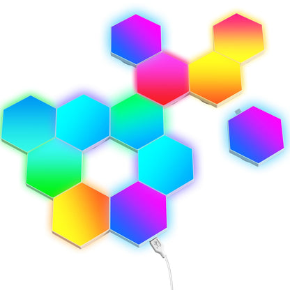 Hexagon Wall Lights, Smart LED Light Panels with App & Remote, DIY Room Decor for Autism, Game Room Decor, Party, Gifts, 12 Pack
