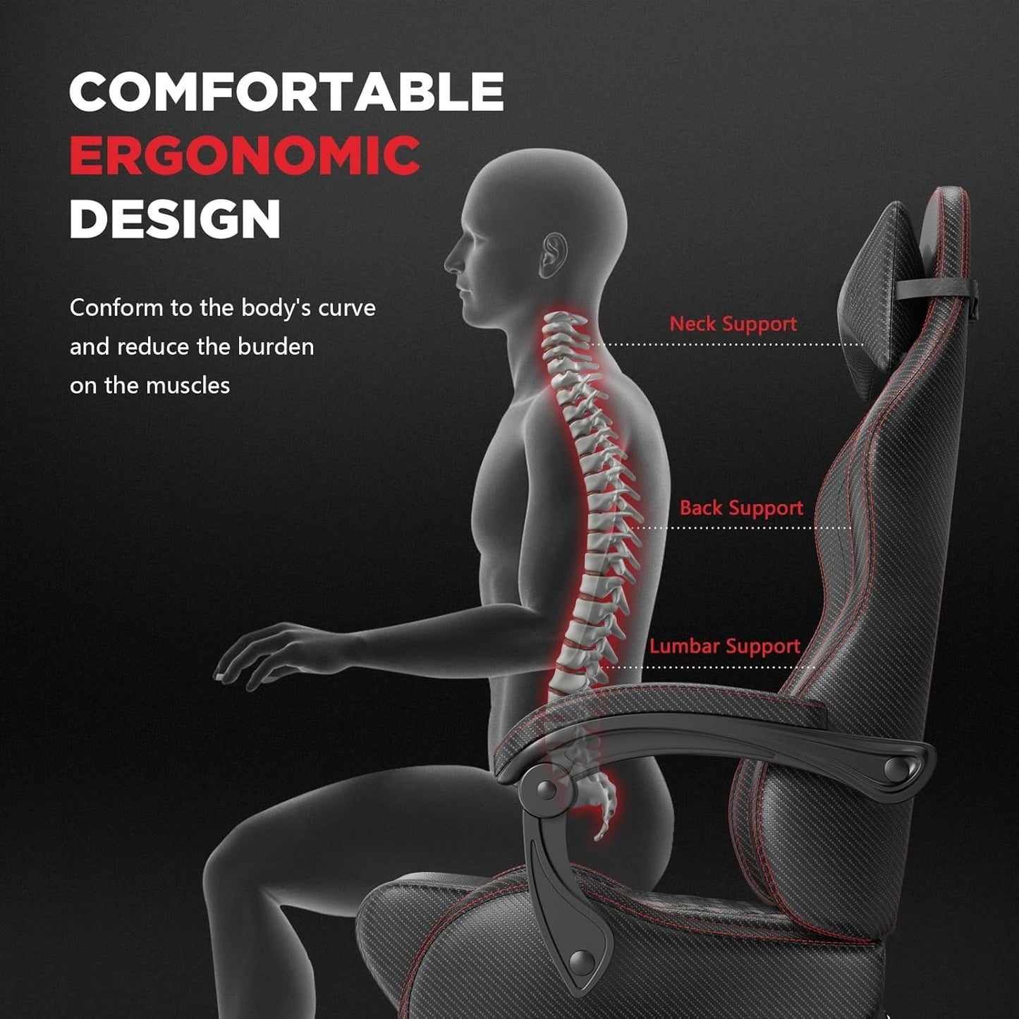 [Limited Time Offer, Clearance!]Vintage PU Leather Gaming Chair, High Back Gamer Chair with Massage, Ergonomic Computer Office C