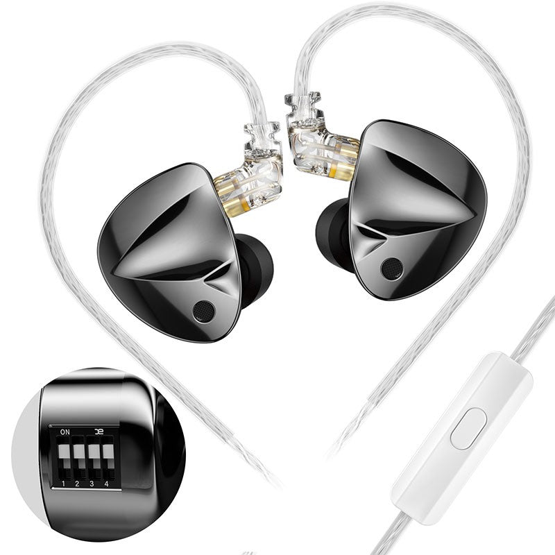 Fones de ouvido KZ D-Fi Fones de ouvido HIFI Bass Monitor 4 Níveis Chave de Afinação Fone de Ouvido Esportivo Estéreo com Redução de Ruído