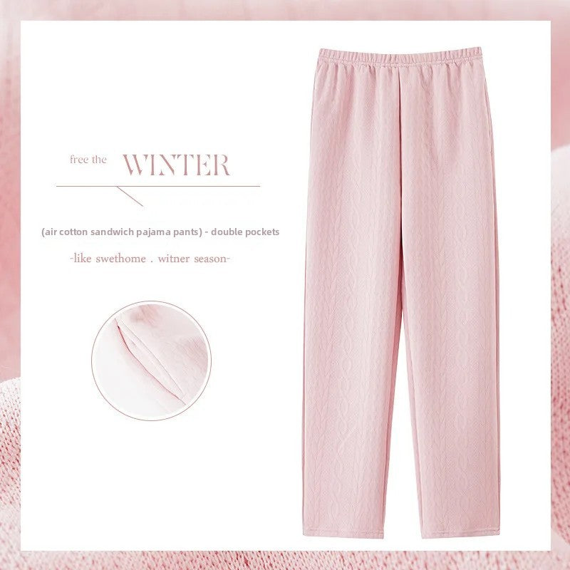 Thickened Air Cotton Sleep Pants Women's Autumn Winter Home Clothes Mid-aged Mom Warm Outerwear Large Size Home Pants