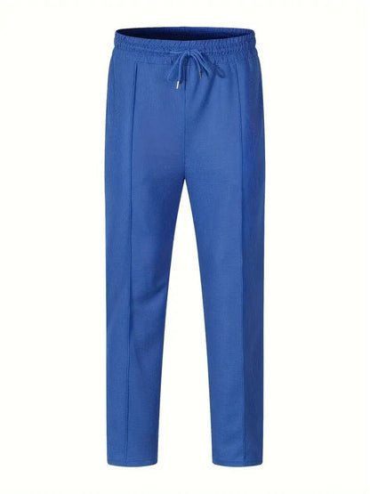 Calça Masculina Casual de Waffle de Cintura Média Calça Leve e Elegante Adequada para Todas as Estações