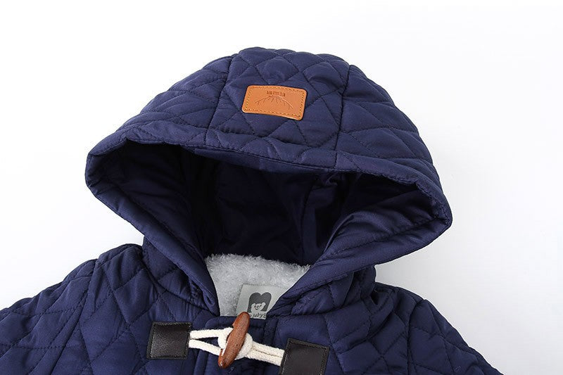 Winter Newborn Boys Romper Cotton Padded Argyle Printed Infant Babys Boys Bodysuit Toddler Kid Boy Hooded Jumpsuit 0-3Y Overalls