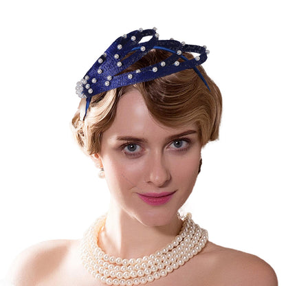 FS Rosa Marinho Coquetel Fascinators Chapelaria Chapéus De Casamento De Luxo Com Pérola Falsa Chapéu De Igreja Para Mulheres Elegante Chapeau Femme