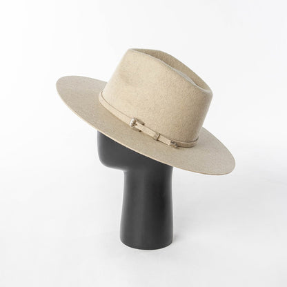 Chapéu Fedora de Feltro 100% Lã Australiana com cinto de feltro e aba larga de design moderno