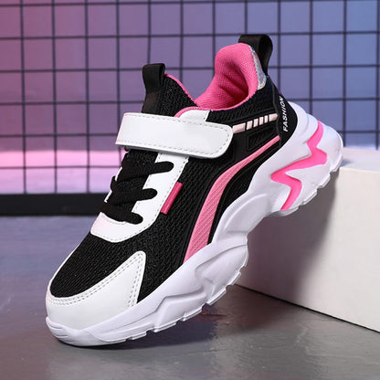 Lovely Girls Pink Sneaker Outdoor Breathable Mesh Flat Sport Shoes Fashion Kids Casual School Walking Shoe  Antislip