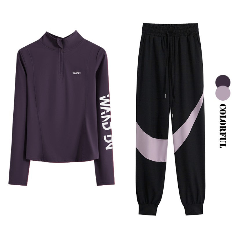 DRUR Yoga Set for Women 2 Piece Lightweight Loose Fit Sportswear Outfits Breathable Tops Pants Suit Running Clothes Autumn New