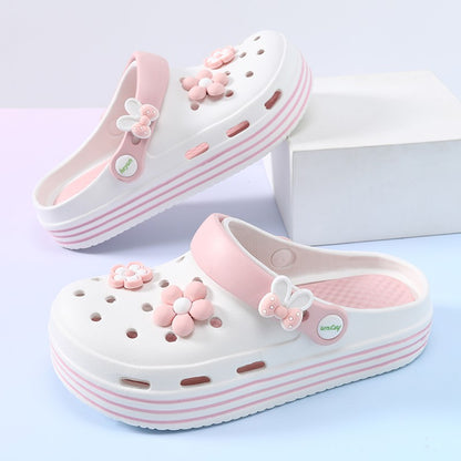 Women's Cute Platform Garden Clogs, Solid Color Closed Toe Non-slip Sandals, Indoor & Outdoor Slides