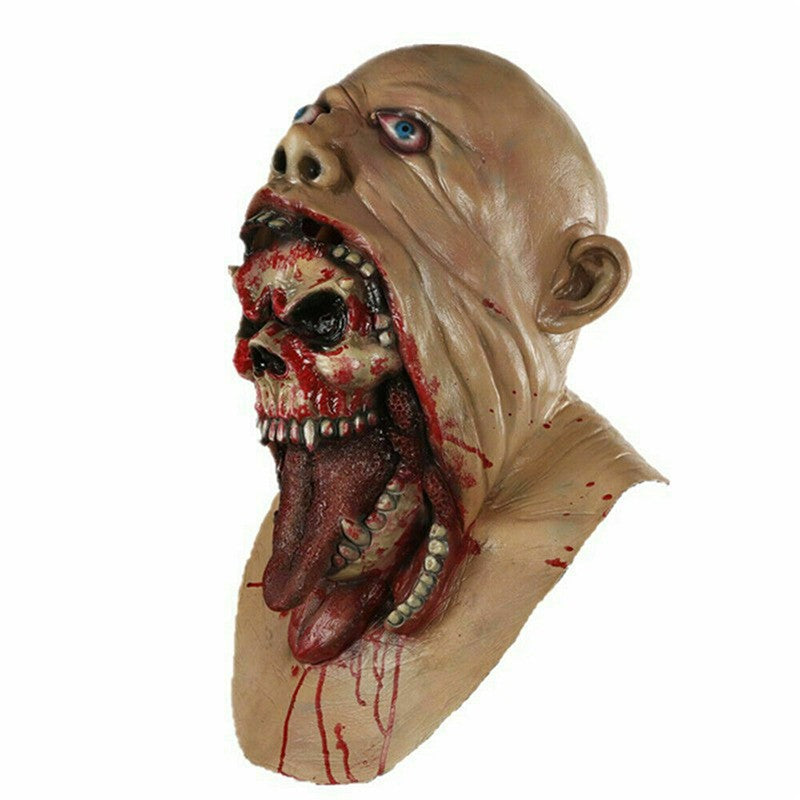 Spooky Halloween Zombie Mask - Latex Bloody Skull With Melted Face For Cosplay & Party Decorations Halloween Decorations