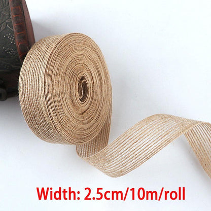 10M 15-50mm Ribbon for Bows Gift Ribbon Natural Jute Christmas Ribbon Roll DIY Vintage Wedding Apparel Sewing Supplies Ribbons