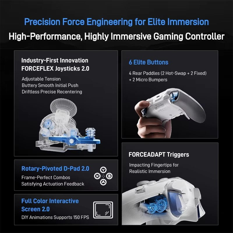 Flydigi Apex 5 Controller Gamepad Wireless Gamepad for PC /Switch/Phone/TV/Tablet Computer, Charging Dock with Cool RGB Screen