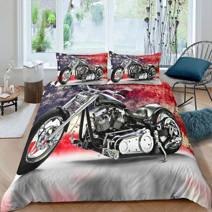 Conjunto de cama de quarto popular para homens Super legal Motocicleta Trator Conjunto de cama de luxo 100% poliéster Conjuntos de capa de cama Fronhas